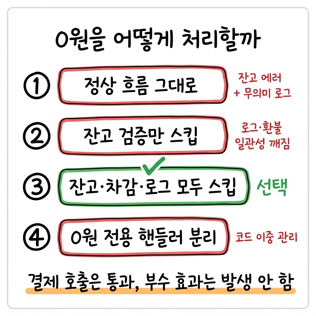 잔고 없는 사용자가 무료 서비스도 못 썼습니다 - 0원 결제가 폭로한 시스템의 숨은 가정