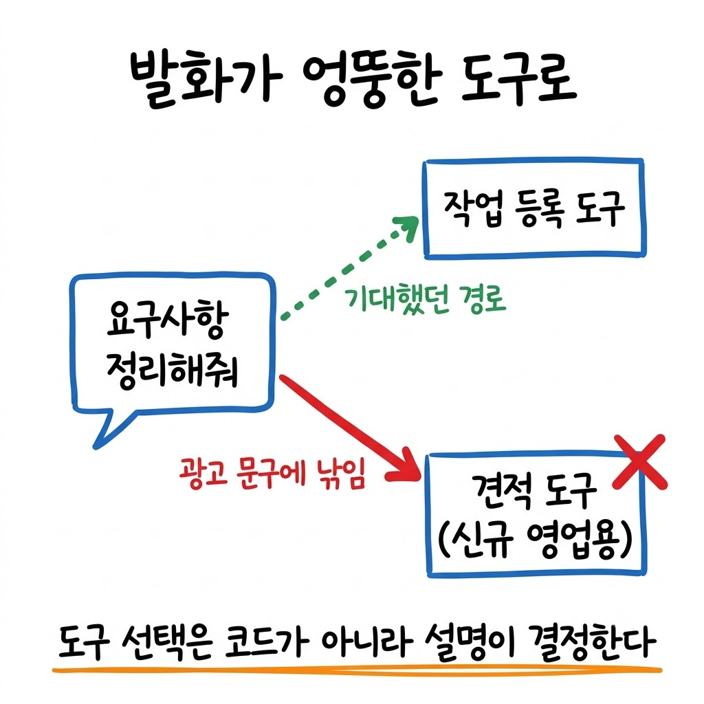 「요구사항 정리해줘」라고 했는데 견적서 초안이 나왔습니다
